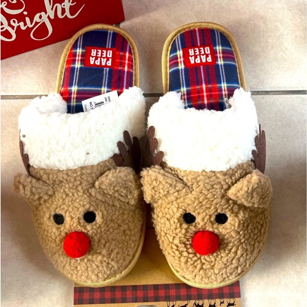PAPA DEER MEN’S WARM & FUZZY SLIPPERS NWT SIZE LARGE 11-12 - Picture 5 of 8